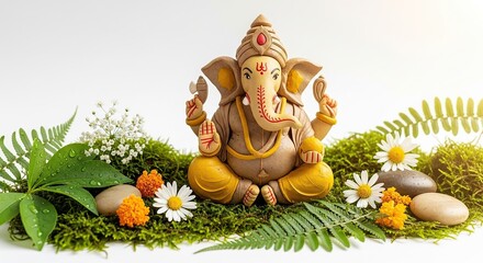 Obraz premium illustration of Lord Ganpati for Ganesh Chaturthi festival of India, Ganesh chaturthi for greeting,card, poster background.