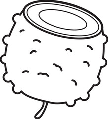 Lychee Fruit Slice Outline Illustration with Seed