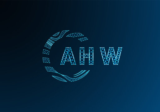 AHW low poly letter logo vector design. AHW lower poly logo design. AHW unique low poly logo design.