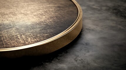 Obraz premium Gold-edged circular surface on dark background