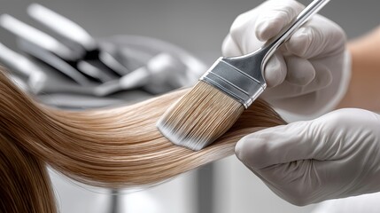 Woman applying hair color at a salon during a beauty treatment session