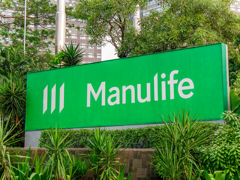 Jakarta, Indonesia - June 06, 2025: Manulife signage at Manulife Indonesia office in Jakarta, Manulife is a financial services group providing insurance, financial advice, wealth and asset management