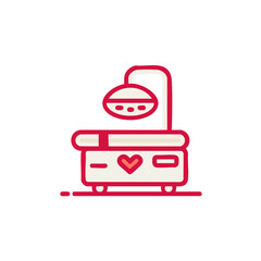 Fototapeta premium Medical exam table with light: healthcare equipment illustration