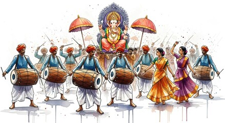 illustration of Lord Ganpati for Ganesh Chaturthi festival of India, Ganesh chaturthi for greeting,card, poster background.