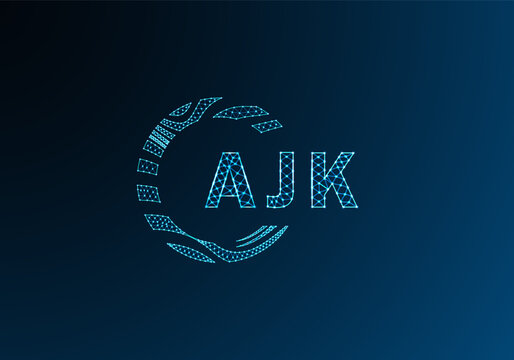 AJK low poly letter logo vector design. AJK lower poly logo design. AJK unique low poly logo design.