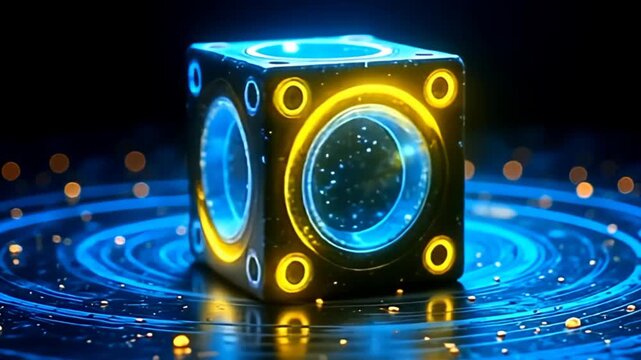 adenine lively spatter of galvanizing aristocratic and glow xanthous curl round it, adenine disturbance muzzy conceptual block rotate inward rhythmical pulsation create adenine active