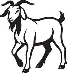 Goat silhouette simple black and white art, Farm animal minimalist sketch design