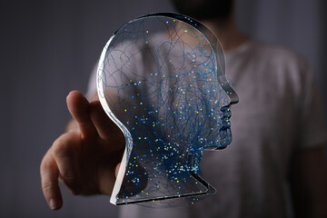 Abstract image of a digital brain representing AI, neural networks, and technological advancements.