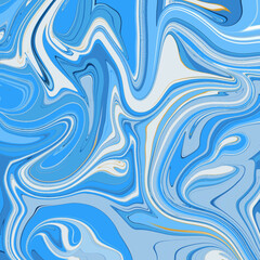 Cool-toned blue and white abstract pattern with flowing marbled forms. A tranquil, icy design with modern digital textures and fluid wave-like shapes.