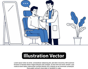 A doctor examines a patient seated in a chair, consulting about health.