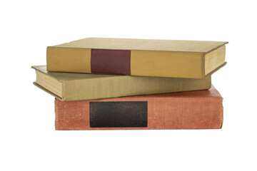 A stack of old vintage books, a pile of classic literature for education and study. These hardcover...