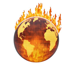 Isolated fire globe on transparent background