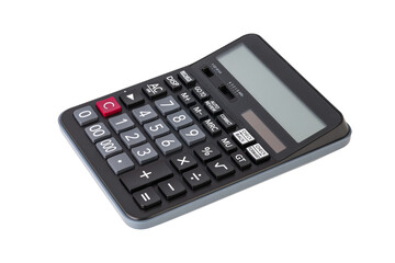 Modern black calculator for business, finance, and accounting tasks. An essential office tool for...