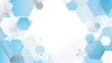 Minimal white hexagonal shape centered on light blue and grey gradient background, simple flat vector design with clear geometric lines and empty space for presentation, no shadows or textures.