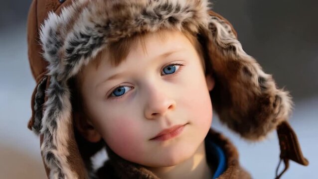 Close-up de un niño con un gorro ucraniano tradicional, a menudo llamado "Vinok" 