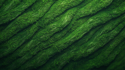 Fototapeta premium Close-up of fresh green moss growing densely on a textured surface, showcasing natural patterns and rich color variations.