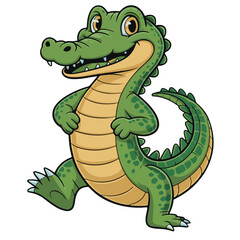 Naklejka premium A cute green cartoon reptile character illustration, like a funny snake or dragon, makes a wild and isolated mascot drawing