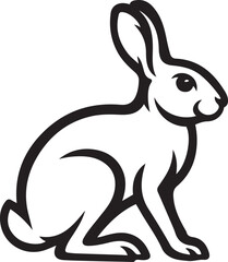 Rabbit illustration black elegant line art, Simple bunny design for print or decor