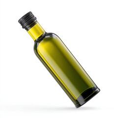 Green Glass Olive Oil Bottle Angled Perspective liquid