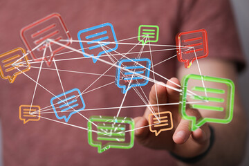 Visual representation of interconnected global communication and messaging.