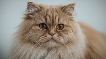 Fototapeta premium An unclear image showing a domestic feline with long fur, brown eyes, and a compact snout.