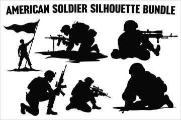 Battle-Ready Soldier Silhouette Graphic Collection
