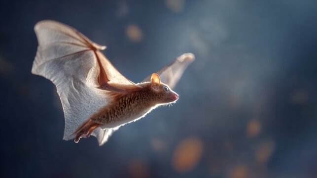 Sunda Colugo Glides Gracefully Through Twilight Air Surrounded by Soft Gradients of Light and Shadow
