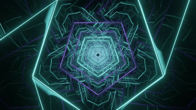 3D abstract animation of parallel neon lines forming a motion tunnel, great for sci-fi inspired design, motion branding and video graphics