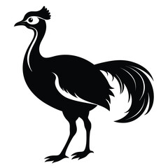 Silhouette of an Elegant Pheasant Bird in Black and White Design for Logo or Decoration