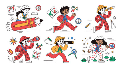 Fototapeta premium Vibrant Cartoon Characters: Fun Illustrations for Projects