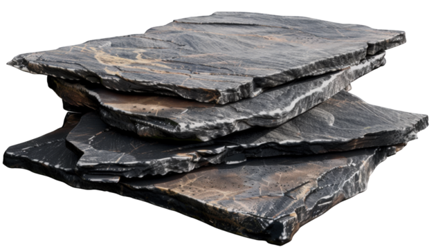 Flat Stone Slabs Isolated on Transparent Cutout Background