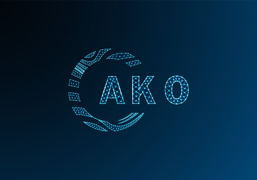 AKO low poly letter logo vector design. AKO lower poly logo design. AKO unique low poly logo design.