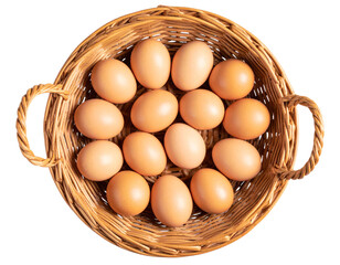  Firefly Overhead shot of multiple brown eggs placed symmetrically inside a round woven wicker 649631 PNG