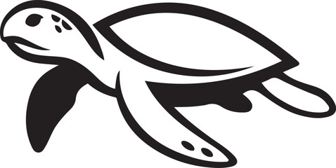 Sea turtle illustration black and white style, Calm marine creature vector art