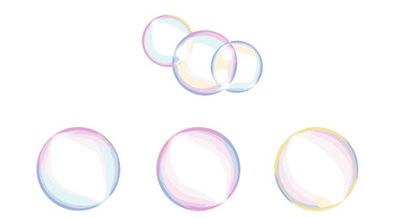 Illustration of several translucent oval shapes with iridescent colors on a white background art design