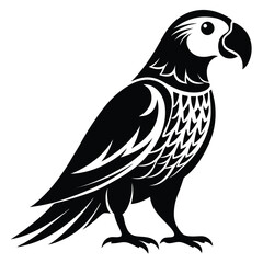 Striking Silhouette of a Majestic Parrot Tropical Bird Illustration with Intricate Details