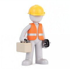 Mini Construction Worker with Hard Hat and Toolbox