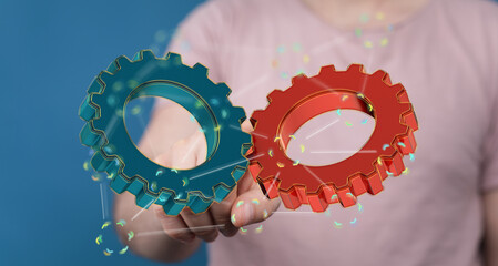 Abstract image of gears representing teamwork, collaboration, and synergy.