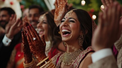 Joyful celebration at an indian wedding.