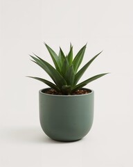 Eco resin biodegradable planter pot in muted green on plain white background