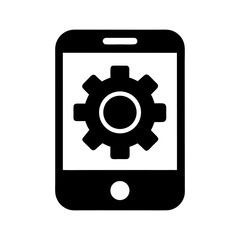 Smartphone Settings Symbol – UI Icon on White Background.