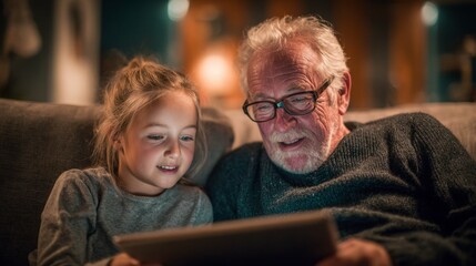 Grandfather and Grandchild Enjoying Quality Time Together at Home