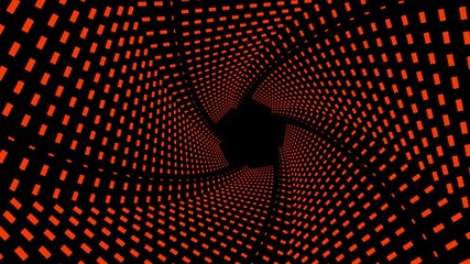 Abstract background pattern of 5 circular dotted lines with gold color centered in a circle, rotating.