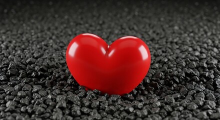 Fototapeta premium red heart on black background