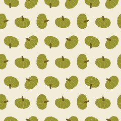 Minimalist autumn Cucurbita maxima pumpkin squash illustration fall theme seamless pattern vector