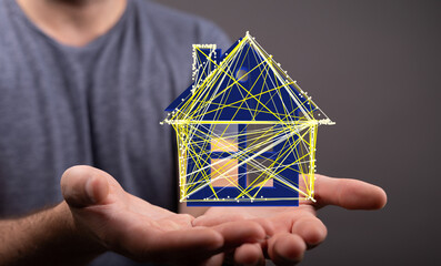 Futuristic house model, smart home, real estate, technology, innovation, future, network,...