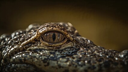 Fototapeta premium Close-up of Infant Crocodile's Eye at a Wildlife Sanctuary