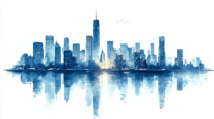 Obraz premium ityscape With Skyscrapers At The Waterfront isolated On A white Background