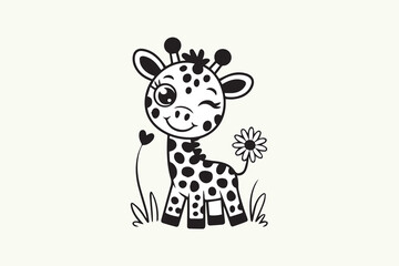 cute giraffe illustration vector