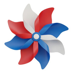 Red, white, and blue pinwheel isolated on transparent background